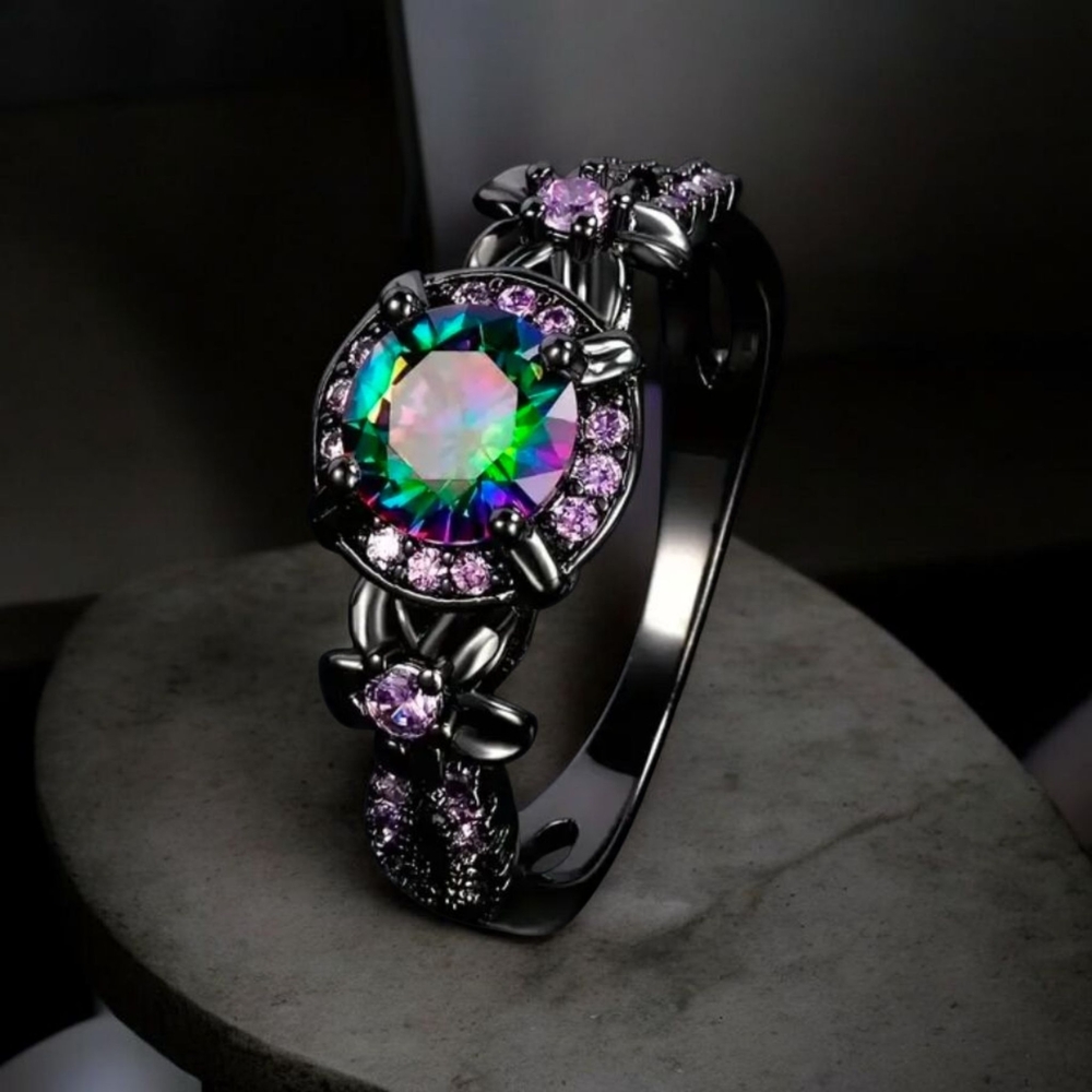 18K Black Gold Mystic Topaz Ring NEW! - Picture 7 of 7